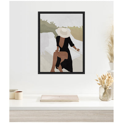 Sylvie Elegant Woman in Hat Framed Canvas by July Art Prints