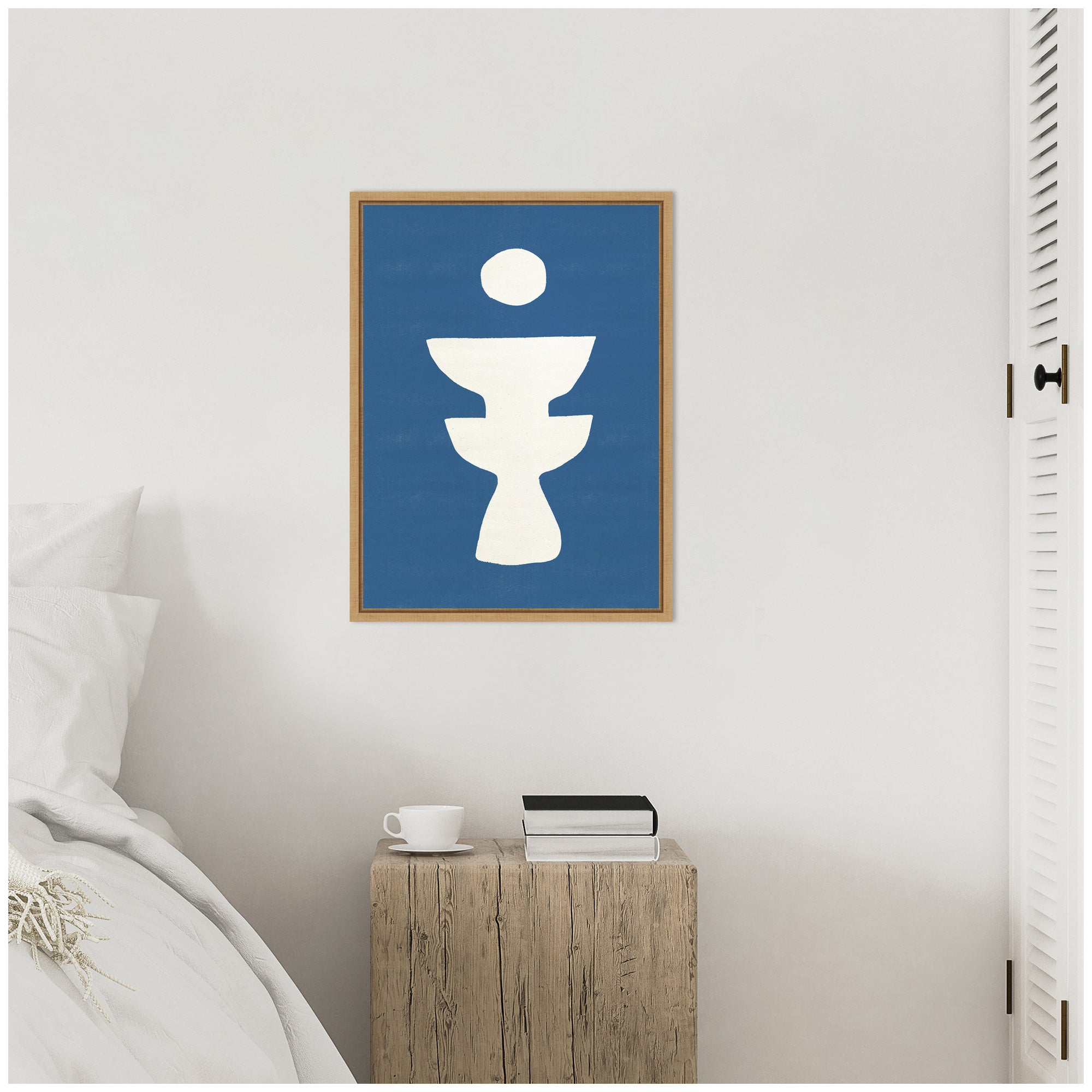 Sylvie Ceramic Blue Beige 4 Framed Canvas by Rocket Jack