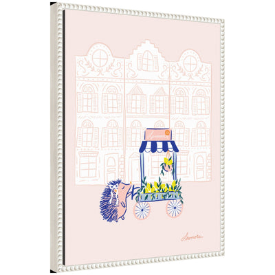 Sylvie Beaded Lemon Stroll framed canvas wall art with vintage beaded border