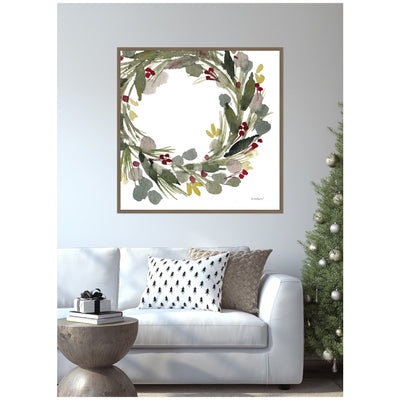 Sylvie Framed Canvas Loose Christmas Wreath by Patricia Shaw
