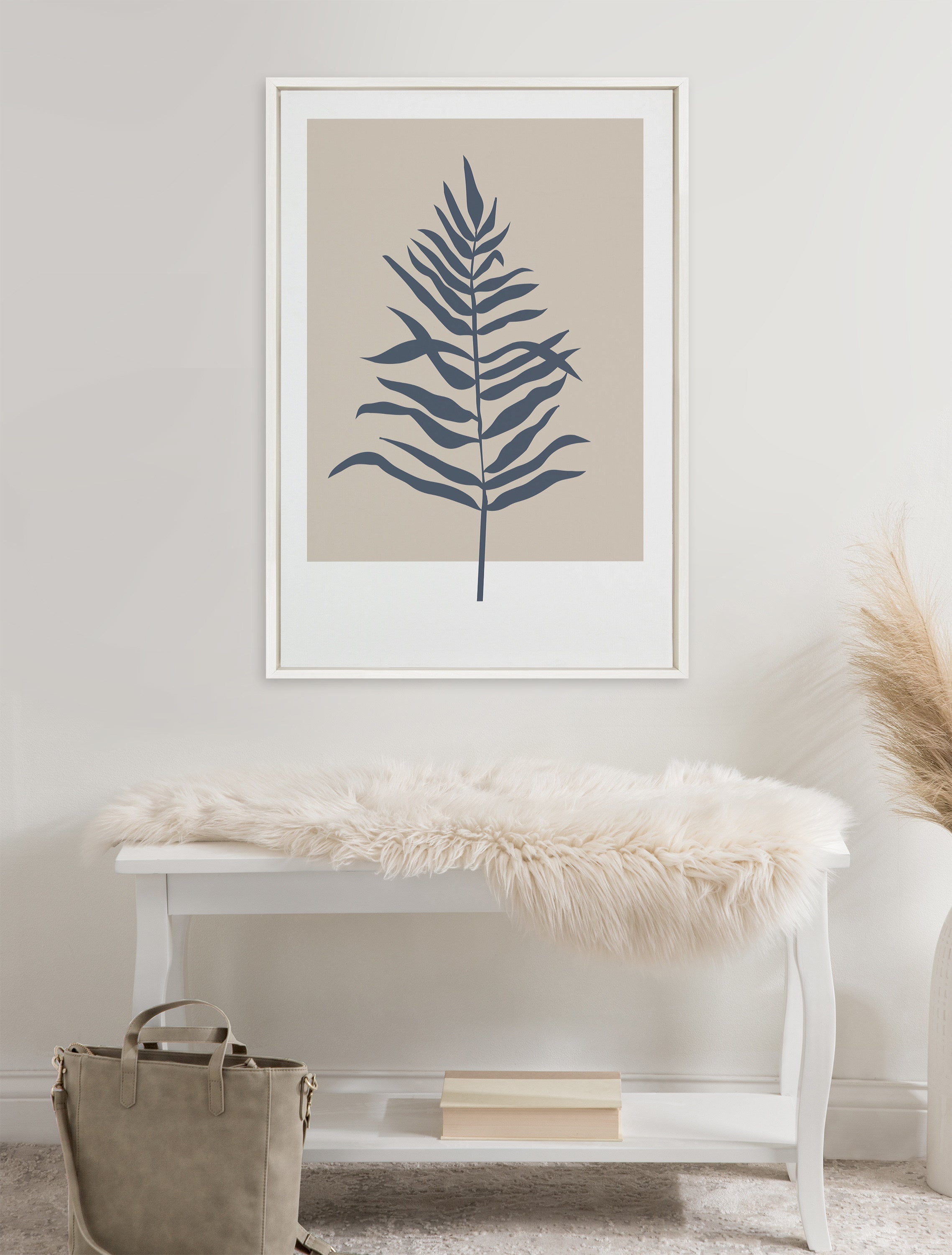 Sylvie Muted Tan and Blue Colorblock Botanical Fern Framed Canvas by kateandlaurel - product image 4 for Resin Society