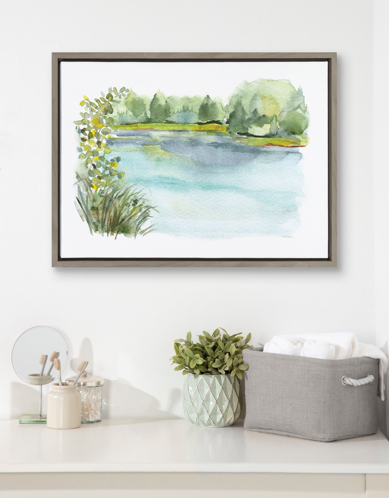 Sylvie Pond Landscape Framed Canvas by kateandlaurel - product image 8 for Resin Society
