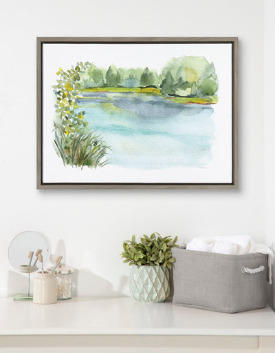 Sylvie Pond Landscape Framed Canvas by kateandlaurel - product image 8 for Resin Society