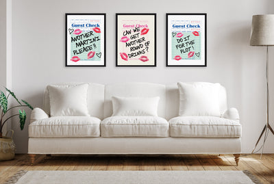 Sylvie Another Martini Guest Check Framed Canvas by Alli Standefer