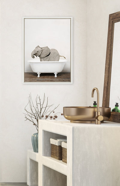 Sylvie Baby Elephant in the Tub Color Framed Canvas by kateandlaurel - product image 4 for Resin Society