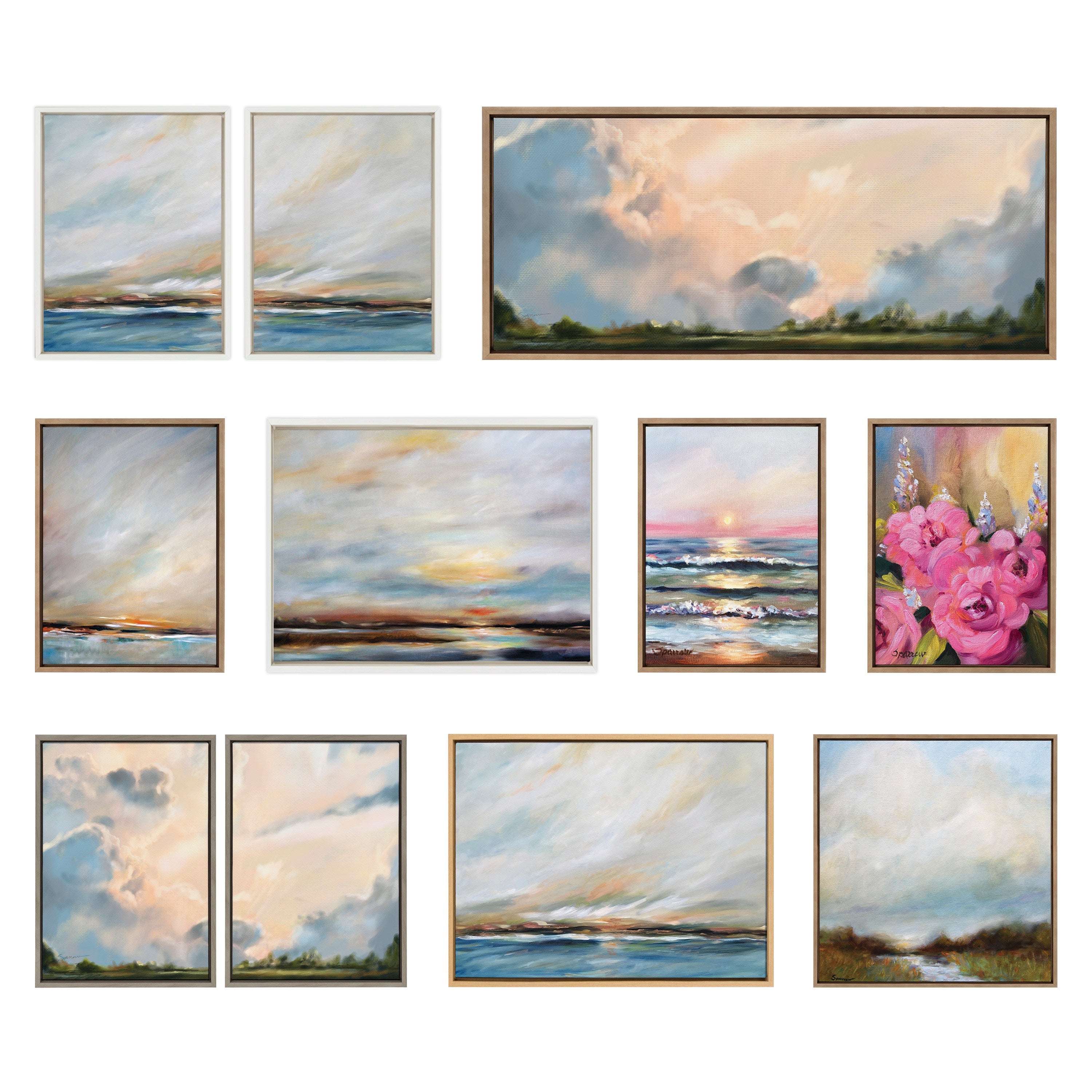 Sylvie Carolina Sunset Diptych Framed Canvas Art Set by Mary Sparrow