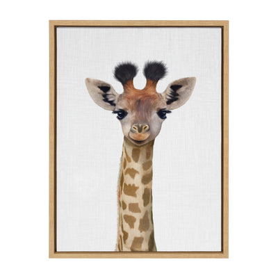 Sylvie Baby Giraffe Color Illustration Framed Canvas by kateandlaurel - product image 2 for Resin Society
