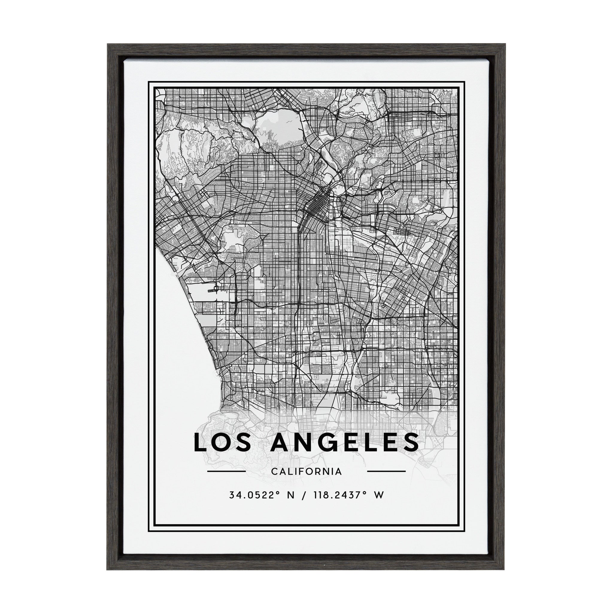 Sylvie Los Angeles Modern Map Framed Canvas by kateandlaurel - main product image for Resin Society