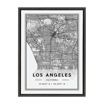 Sylvie Los Angeles Modern Map Framed Canvas by kateandlaurel - main product image for Resin Society