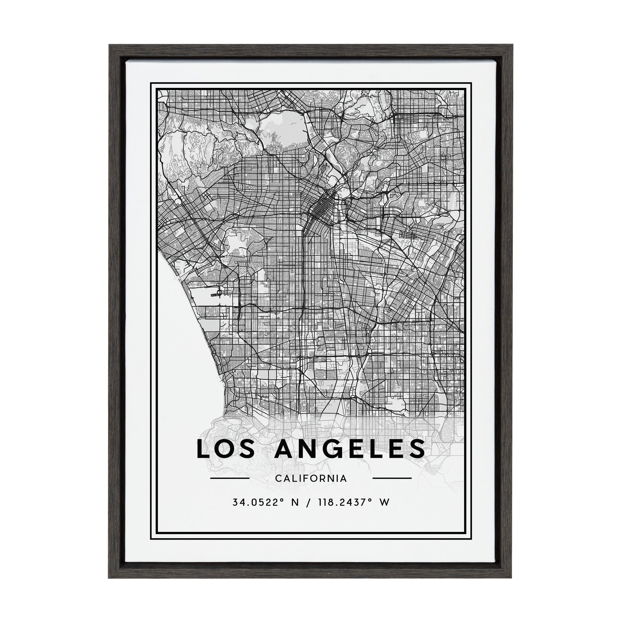 Sylvie Los Angeles Modern Map Framed Canvas by kateandlaurel - product image 8 for Resin Society