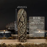 Hand-carved Eir wooden figurine, 14 cm tall, black finish, Norse goddess of healing