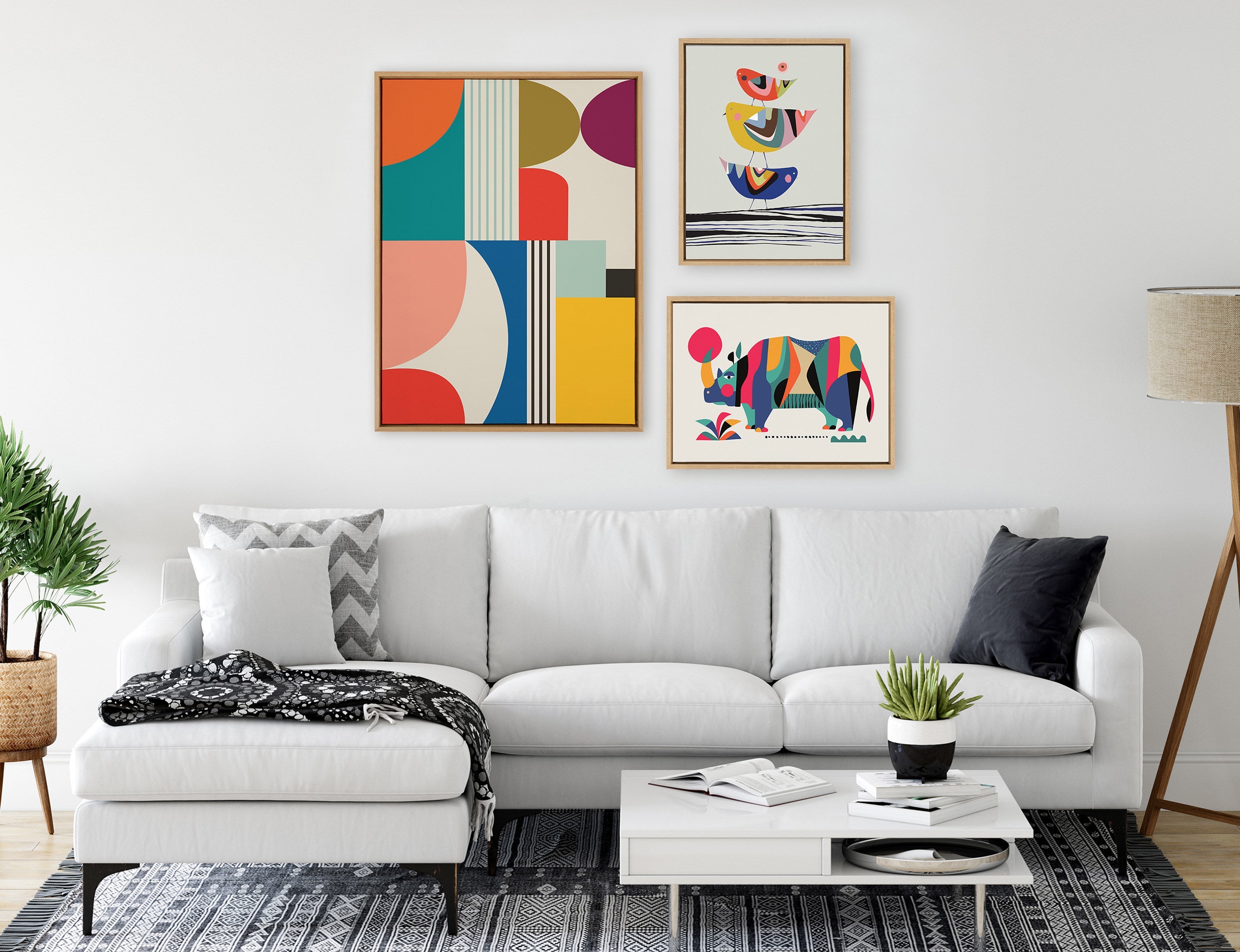 Sylvie Mid Century Modern Pattern Framed Canvas