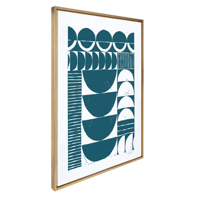 Sylvie Modern Circular Pattern Block Print Teal Framed Canvas by kateandlaurel - product image 2 for Resin Society