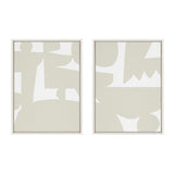 Sylvie Quiet Jungle 1 left and Right Neutral Abstract Framed Canvas by kateandlaurel - main product image for Resin Society