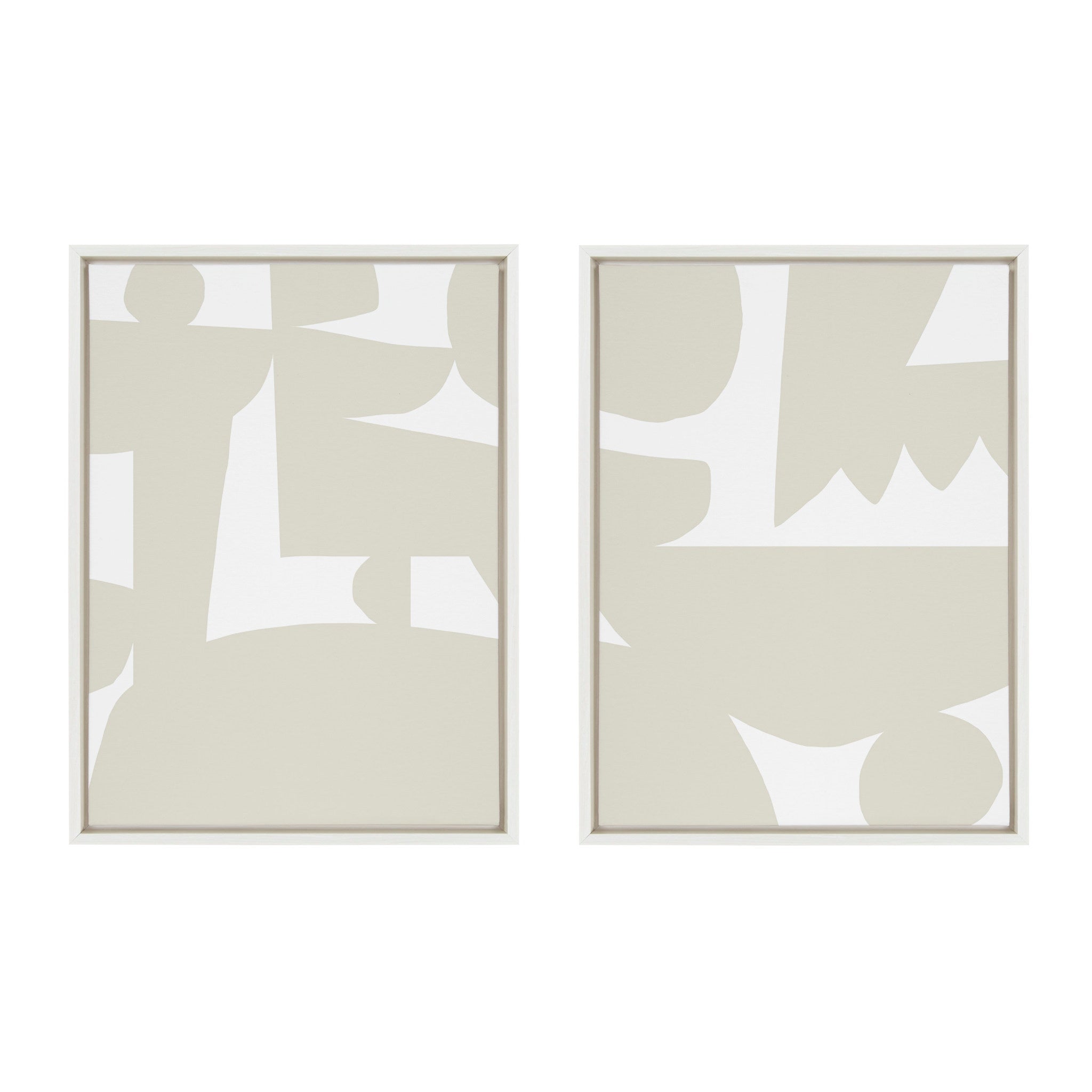Sylvie Quiet Jungle 1 left and Right Neutral Abstract Framed Canvas by kateandlaurel - main product image for Resin Society