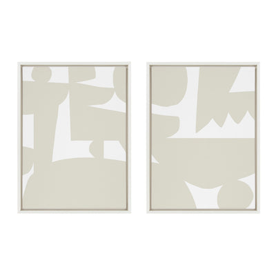 Sylvie Quiet Jungle 1 left and Right Neutral Abstract Framed Canvas by kateandlaurel - main product image for Resin Society