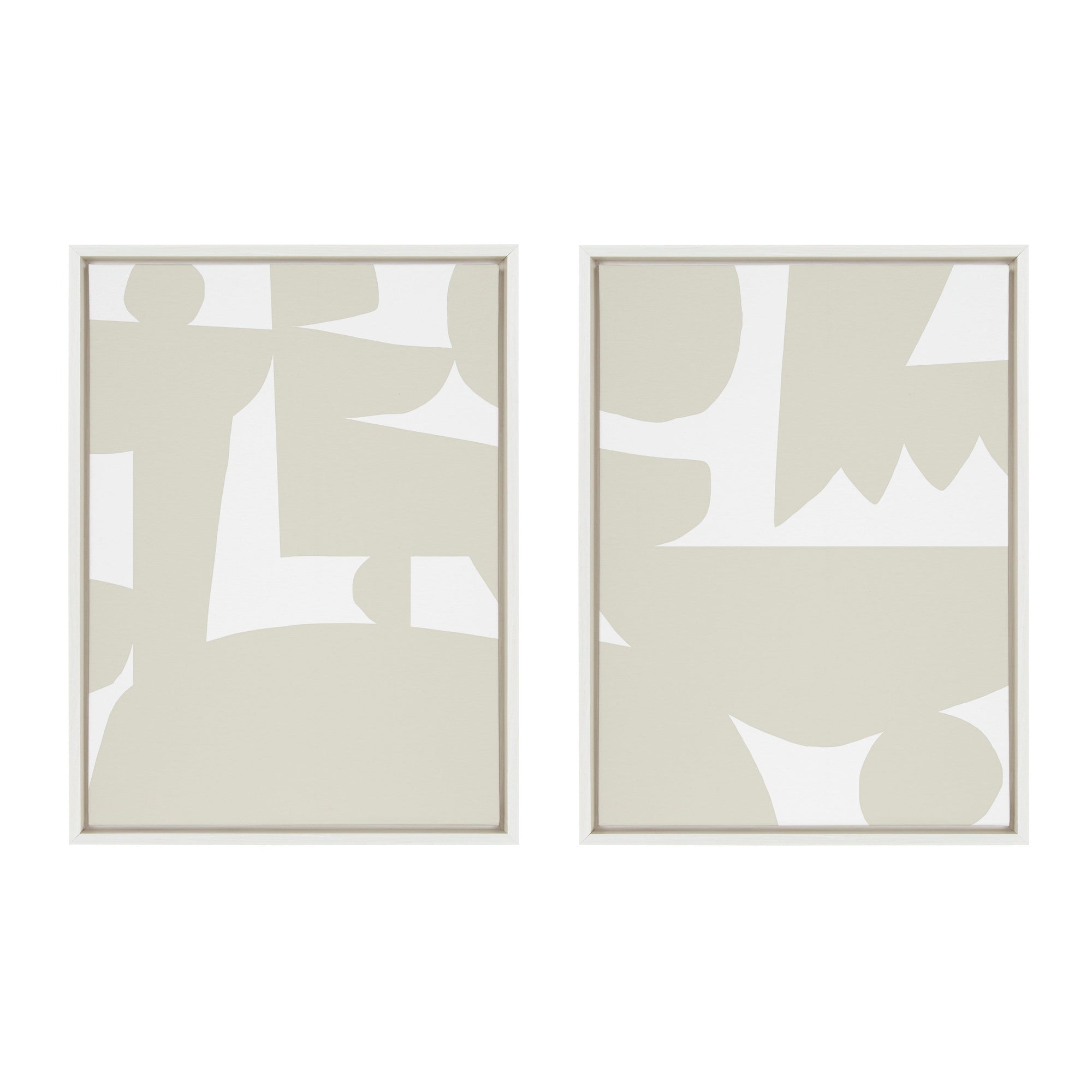 Sylvie Quiet Jungle 1 left and Right Neutral Abstract Framed Canvas by kateandlaurel - product image 7 for Resin Society