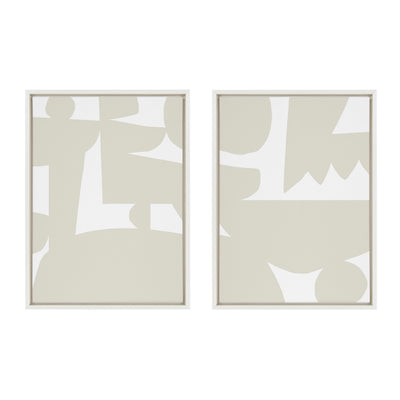 Sylvie Quiet Jungle 1 left and Right Neutral Abstract Framed Canvas by kateandlaurel - product image 7 for Resin Society