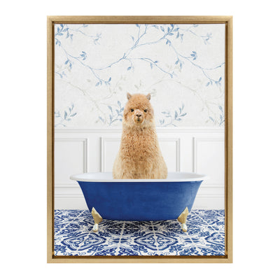 Sylvie Alpaca In Eclectic Blue Bath Framed Canvas by kateandlaurel - product image 8 for Resin Society
