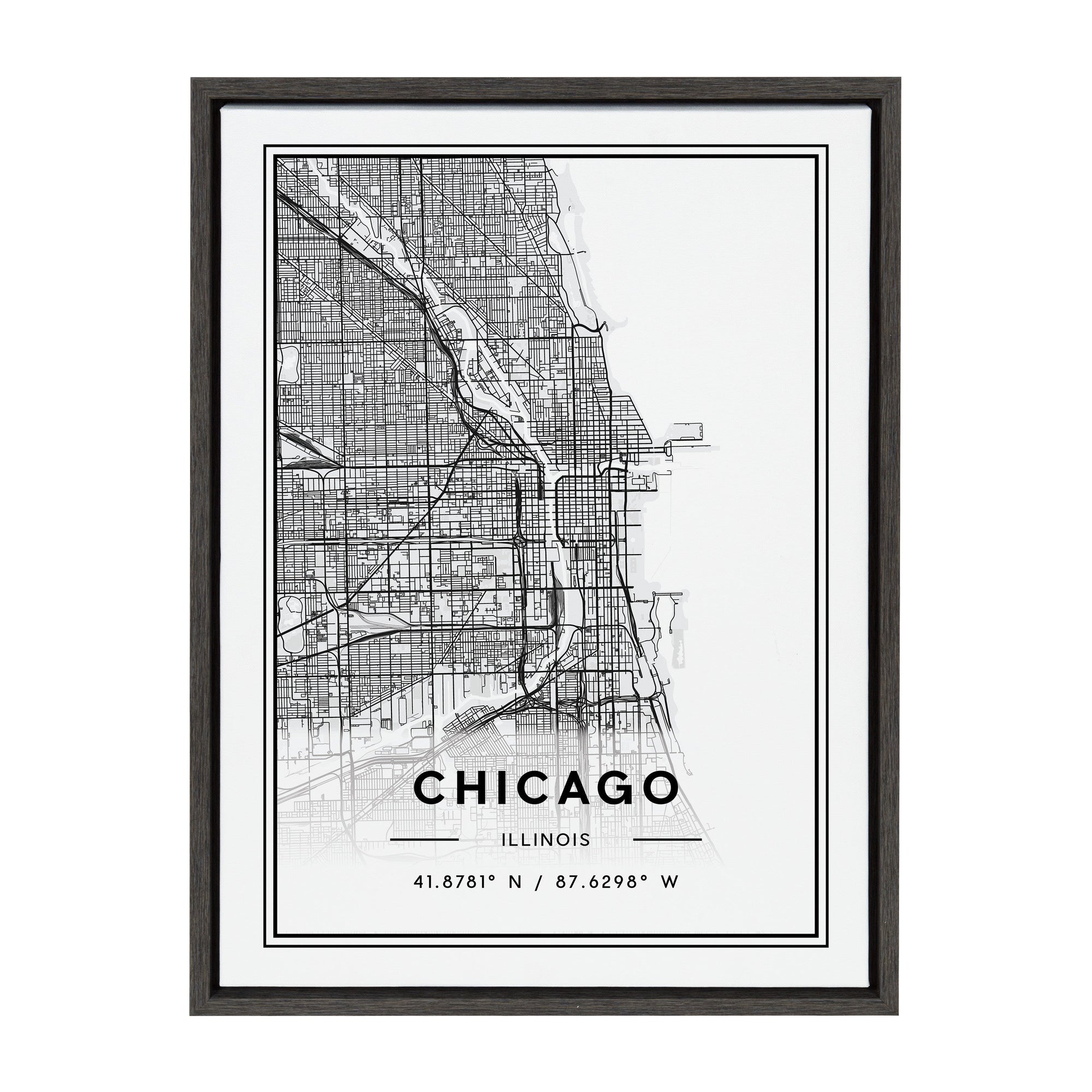 Sylvie Chicago Modern Map Framed Canvas by kateandlaurel - product image 8 for Resin Society