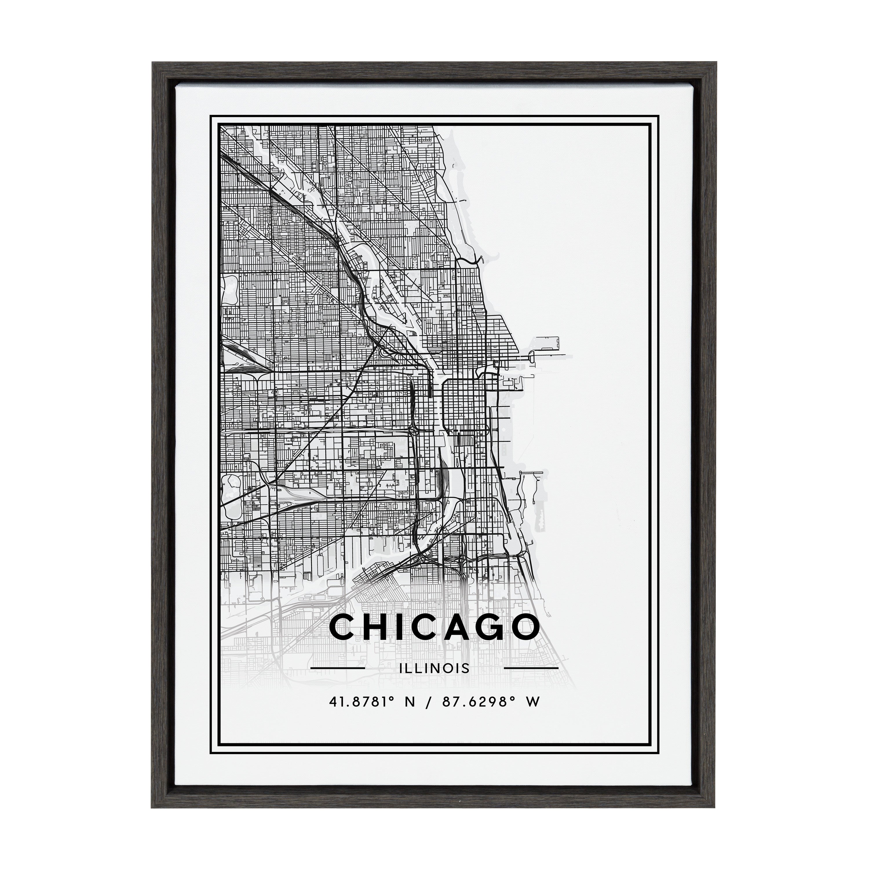 Sylvie Chicago Modern Map Framed Canvas by kateandlaurel - product image 8 for Resin Society