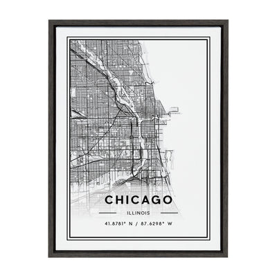 Sylvie Chicago Modern Map Framed Canvas by kateandlaurel - product image 8 for Resin Society