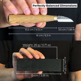 Elephant Carving Kit with hand-forged knife, wood blocks, sandpaper, sharpening board, pencil, and elephant drawing