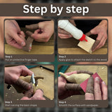 Elephant Carving Kit with hand-forged knife, wood blocks, sandpaper, sharpening board, pencil, and elephant drawing