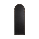 Rectangular wall mirror with an arched top and a dark wood frame, shown from the back with black panel and metal hanging hardware.