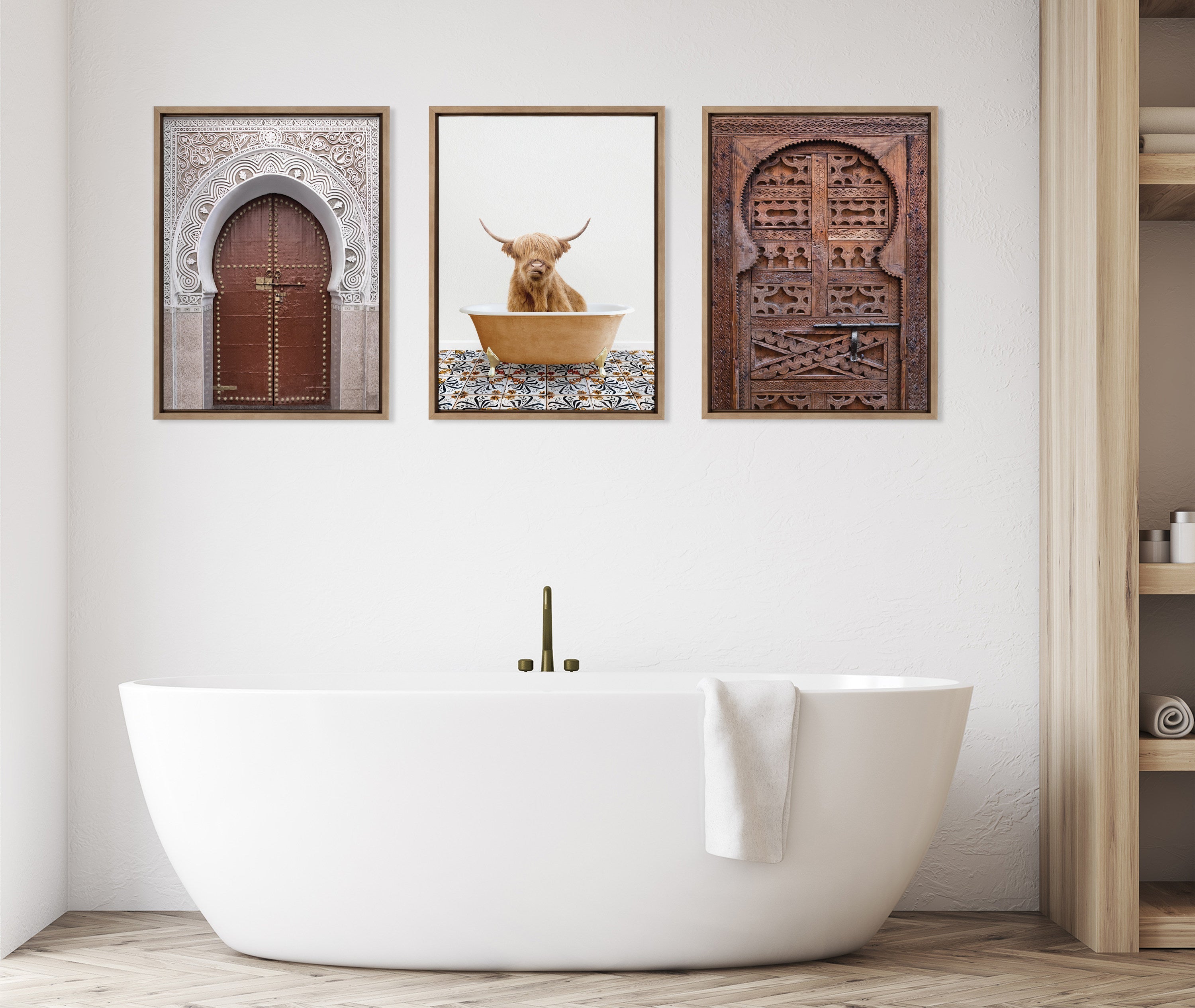 Sylvie Highland Cow In Mediterranean Bath Framed Canvas by kateandlaurel - product image 5 for Resin Society