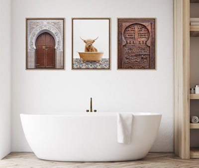 Sylvie Highland Cow In Mediterranean Bath Framed Canvas by kateandlaurel - product image 5 for Resin Society
