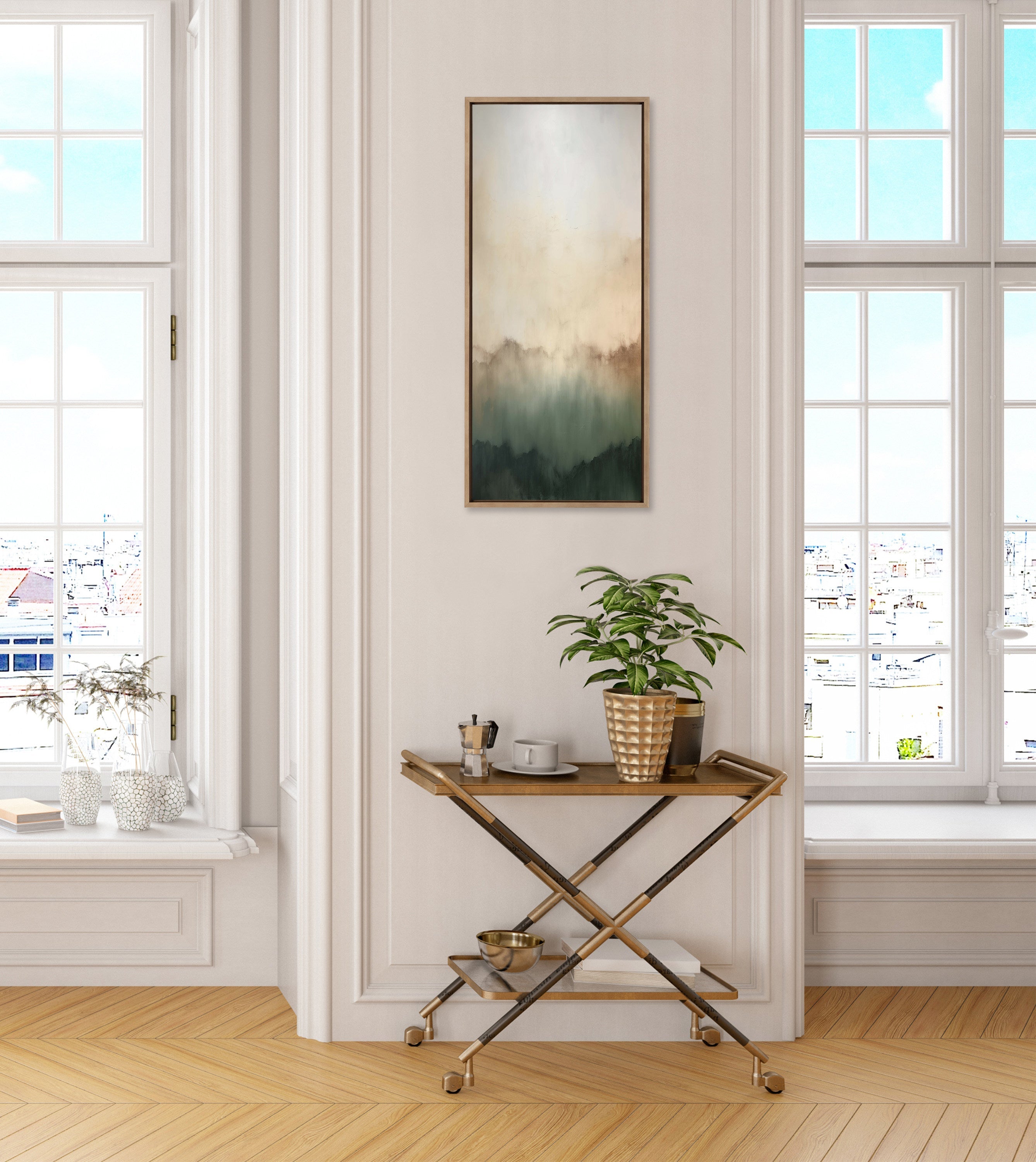 Sylvie Green Mountain Abstract I Framed Canvas by Amy Lighthall