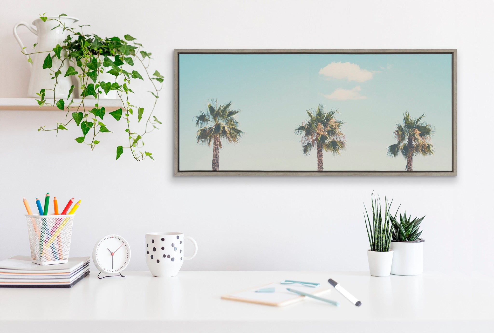Sylvie A Trio of Palm Trees Framed Canvas by Laura Evans by kateandlaurel - product image 8 for Resin Society