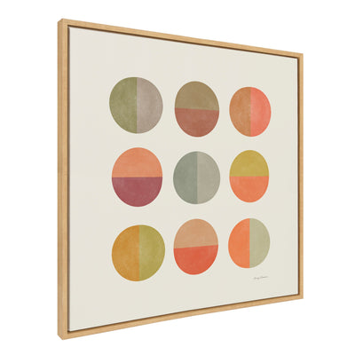 Sylvie Sunset Circles framed canvas art showing geometric circles in warm tones