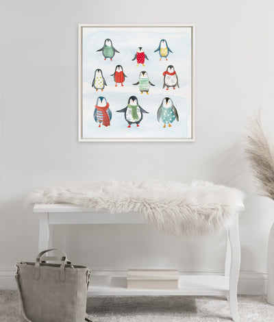 Sylvie Friend Zone Winterwonder Penguins Framed Canvas by House of Turnowsky