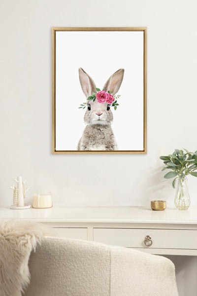 Sylvie Flower Crown Bunny Framed Canvas by Amy Peterson Art Studio