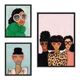 Sylvie Fashion Girl Framed Canvas Set by Kendra Dandy of Bouffants and by kateandlaurel - main product image for Resin Society