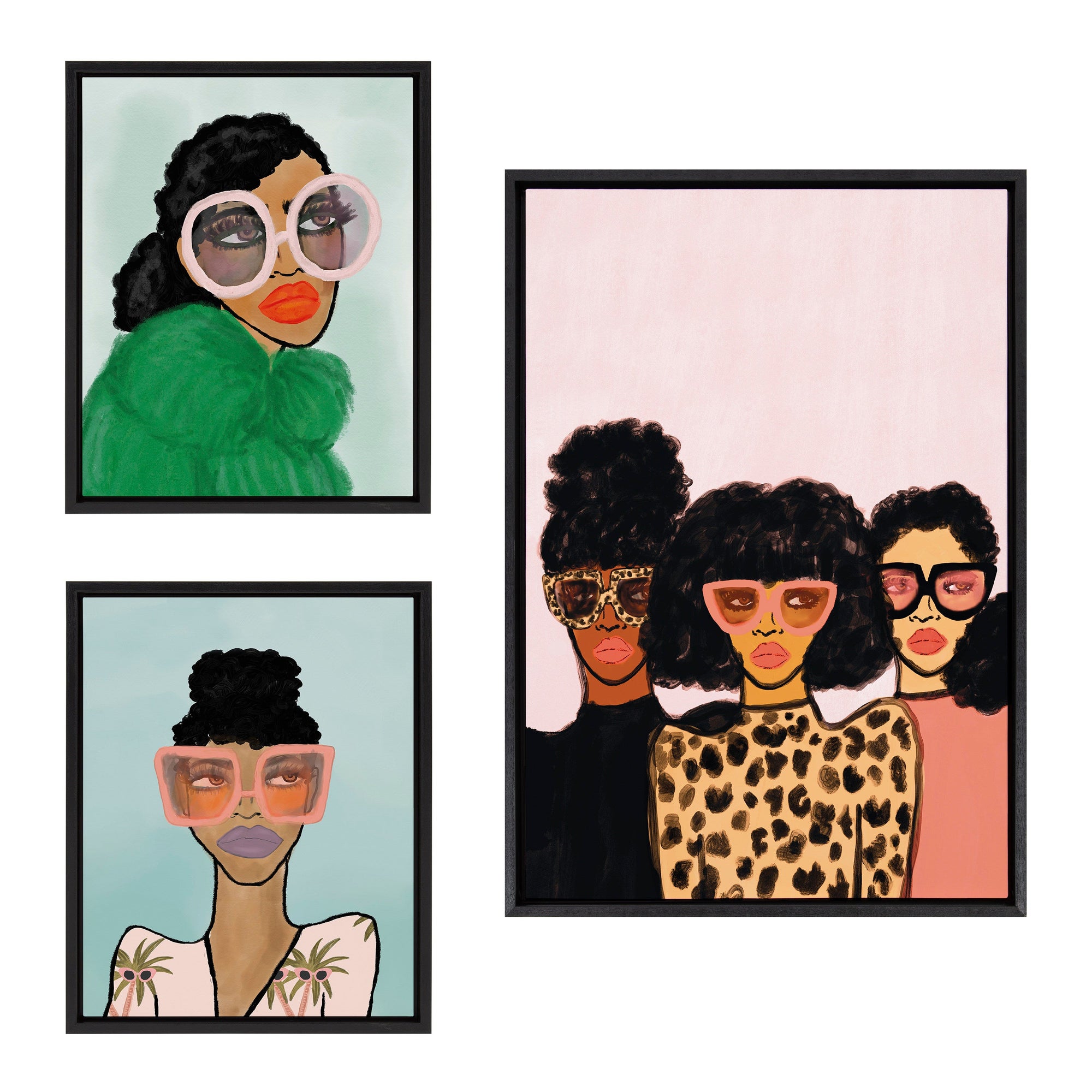 Sylvie Fashion Girl Framed Canvas Set by Kendra Dandy of Bouffants and by kateandlaurel - product image 7 for Resin Society