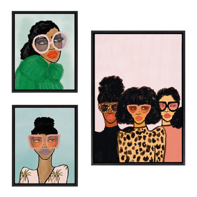 Sylvie Fashion Girl Framed Canvas Set by Kendra Dandy of Bouffants and by kateandlaurel - product image 7 for Resin Society