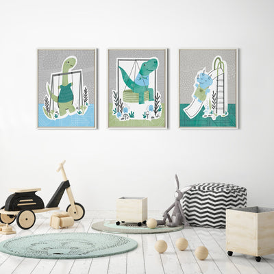 Sylvie Dino at the Park 2 Framed Canvas by Molly Fabiano, White 18x24 by kateandlaurel - product image 7 for Resin Society