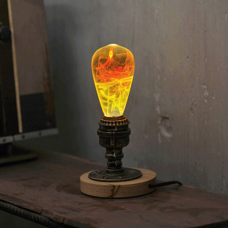 EP Light Solar Corona Resin LED Bulb with wooden base showing unique resin design