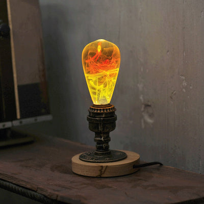 EP Light Solar Corona Resin LED Bulb with wooden base showing unique resin design