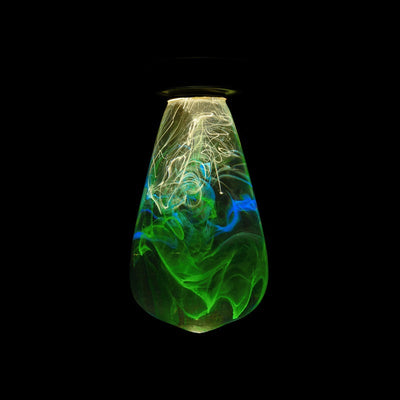 EP Light Spring Resin LED Bulb with green resin design on wooden base