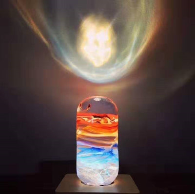 EP Light Sunrise handcrafted resin LED bulb with wooden base options