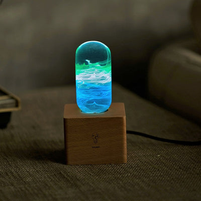 EP Light Prairie Resin LED Bulb handcrafted with eco-friendly resin and wooden base options