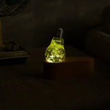 Hydrangea Flower Resin LED Light Bulb with wooden base showing yellow flower design