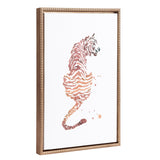 Sylvie Beaded Boho Tiger framed canvas art with gold vintage beaded polystyrene frame on wall