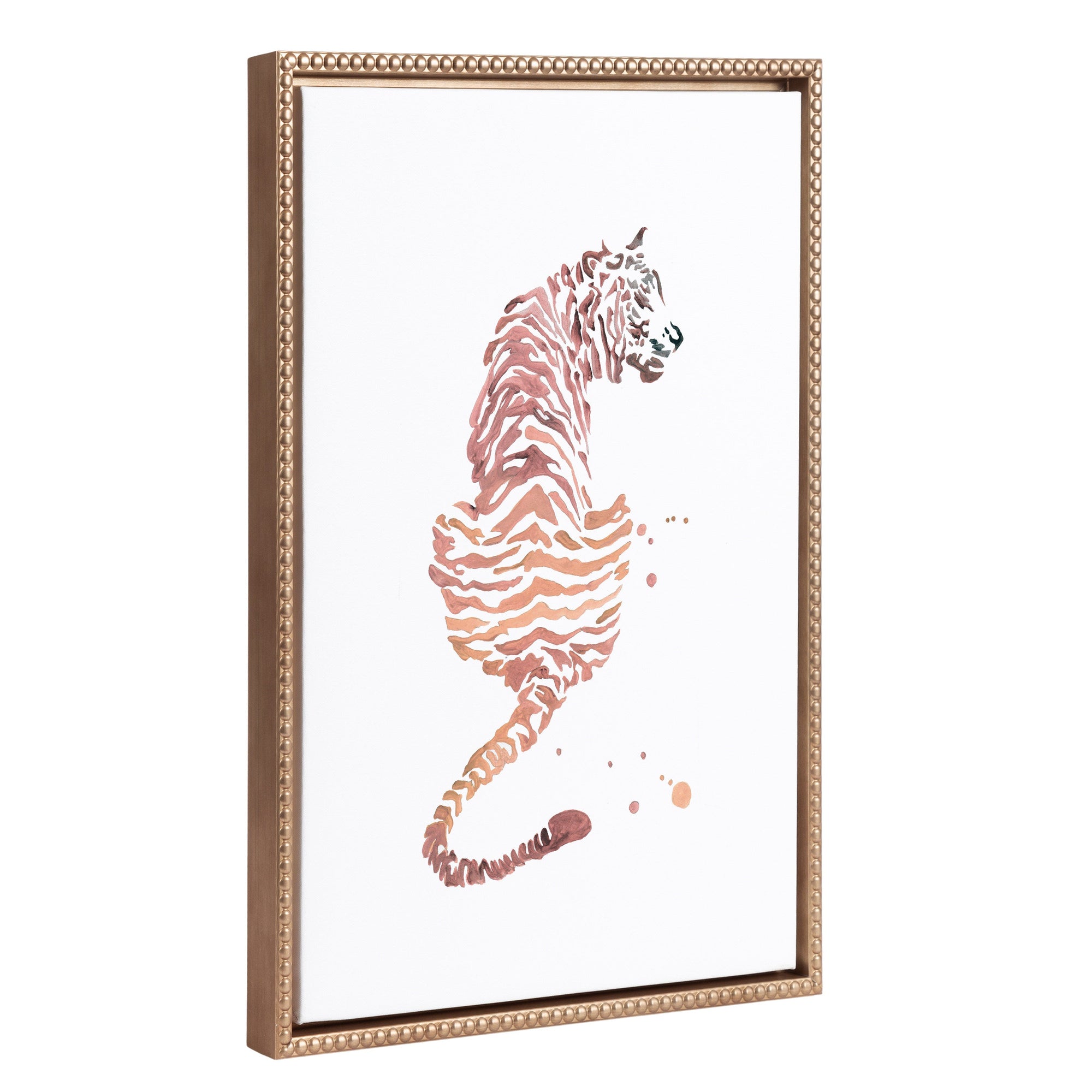 Sylvie Beaded Boho Tiger Framed Canvas by Viola Kreczmer