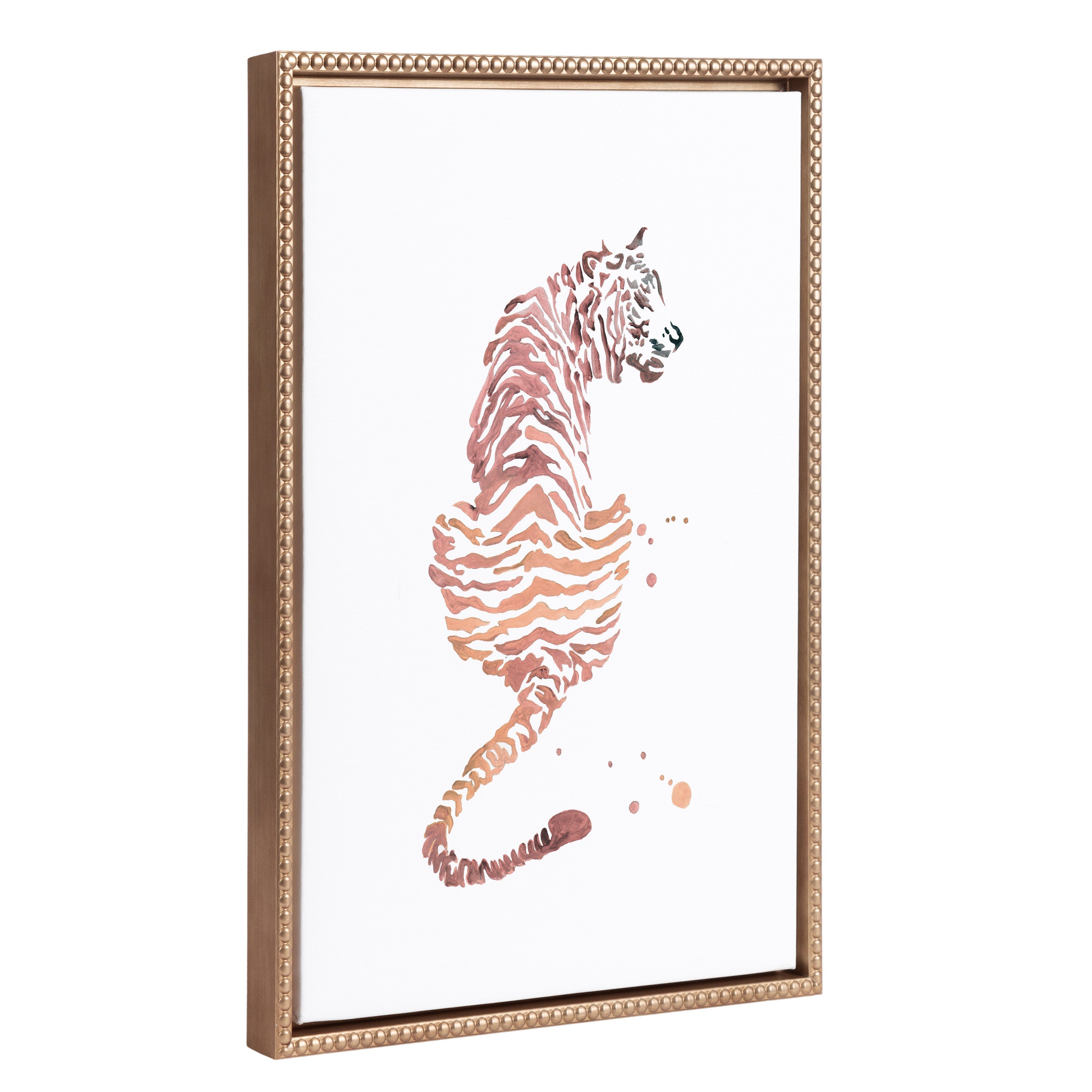 Sylvie Beaded Boho Tiger Framed Canvas by Viola Kreczmer