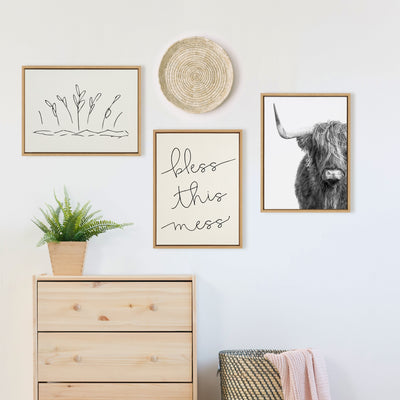 Sylvie B&W Highland Cow No. 1 Framed Canvas by Amy Peterson Art Studio